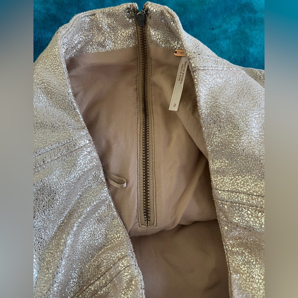 Free People Metallic Rose Gold Suede Mini Skirt - Picture 12 of 15